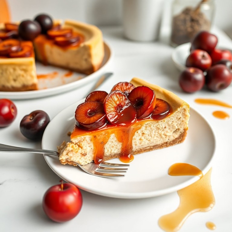 Cheesecake de Amendoim com Amêixa Caramelizada