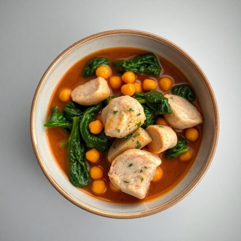 Pollo a la Crema con Espinacas y Garbanzos