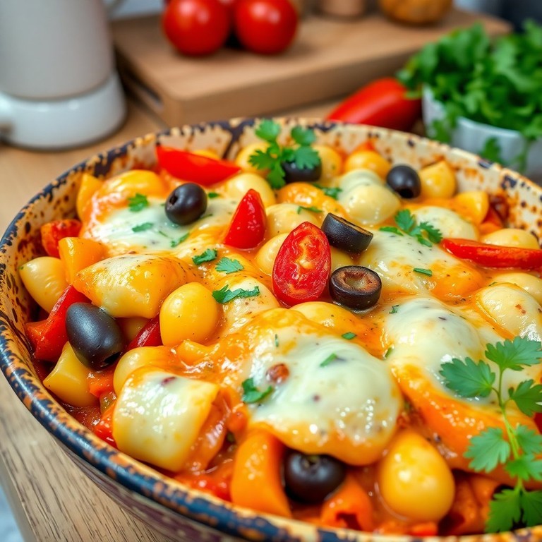 Mediterranean Gnocchi Bake with Olives and Onions