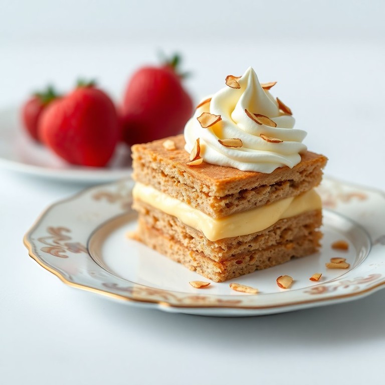 Postre de Biscocho de Capuchino con Crema Inglesa Montada
