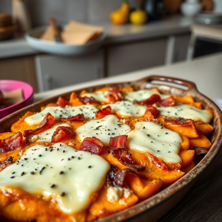 Tian patates douces, bacon et raclette