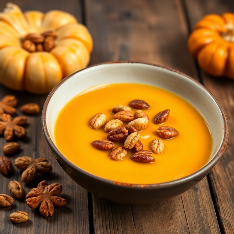 Romige Pompoensoep met Geroosterde Kruidige Noten