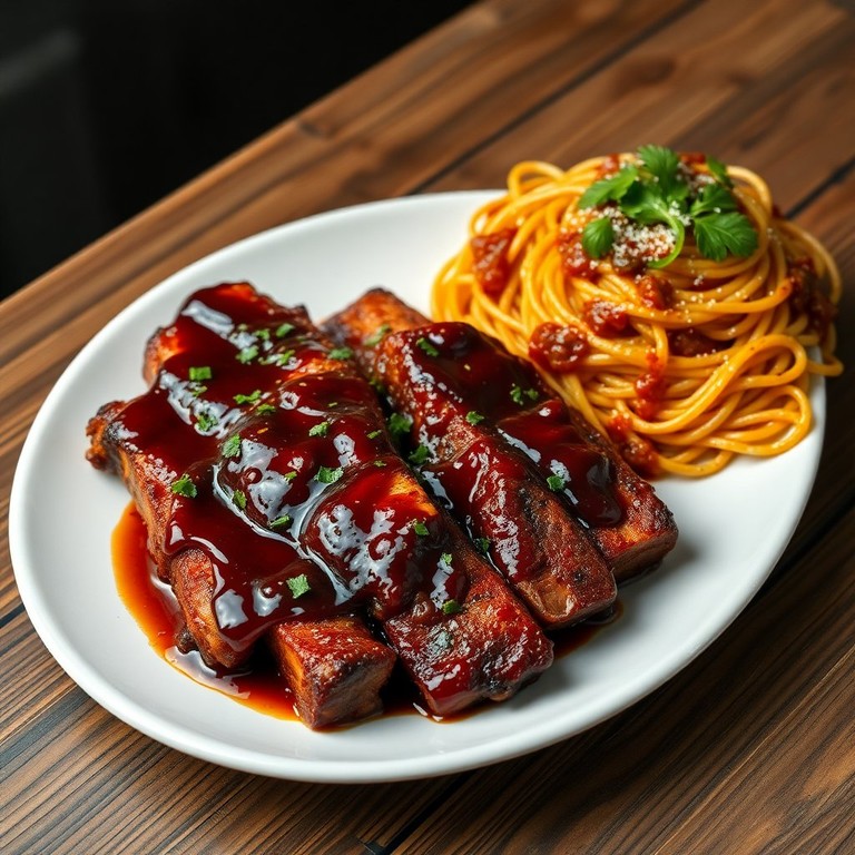 Costelinha Suína ao Molho Shoyu com Macarrão