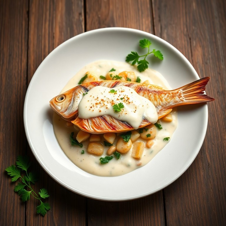 Merluza ao Alho com Requeijão e Lemon Pepper