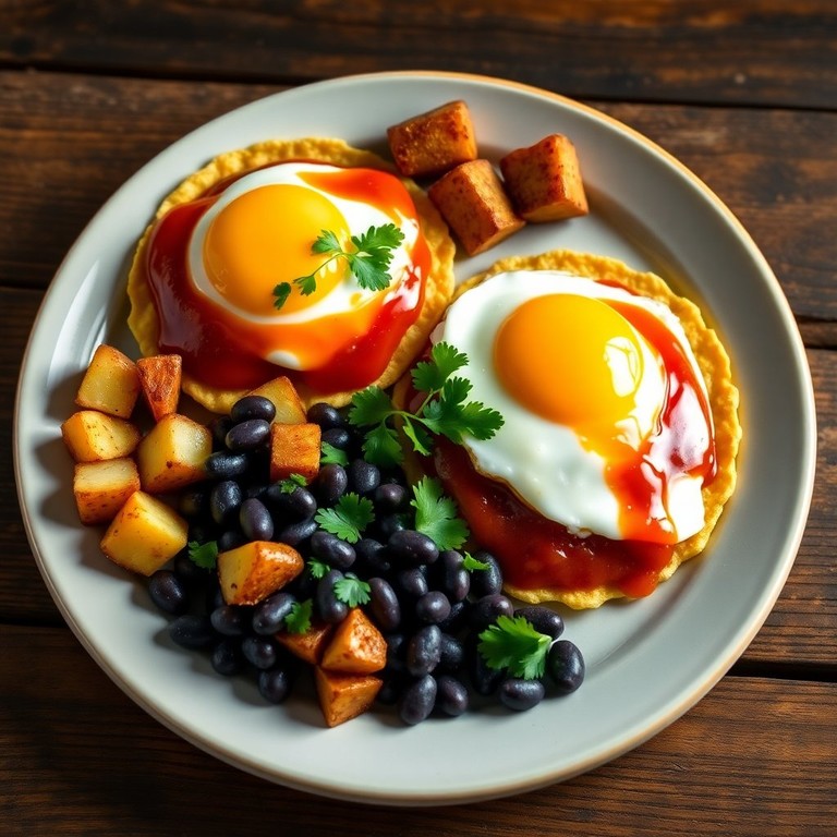 Huevos Rancheros con Tostadas y Papas