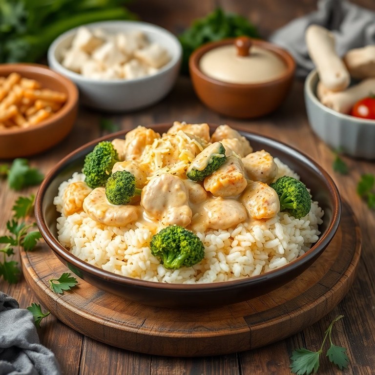 Poulet Crémeux au Brocoli et Riz
