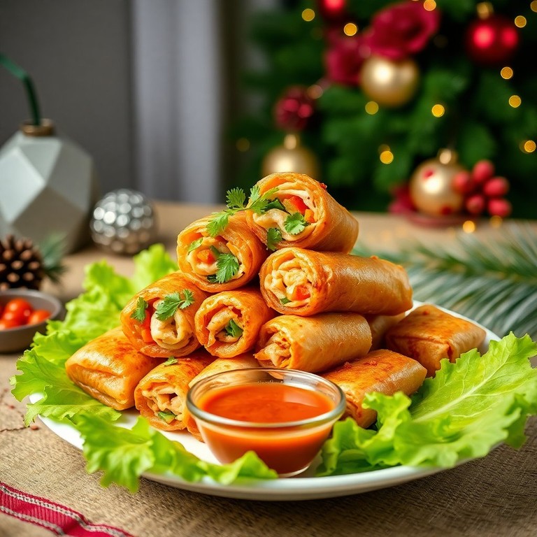 Savory Turkey and Veggie Christmas Spring Rolls