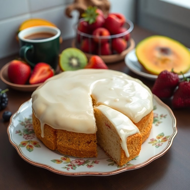 Bolo de Creme de Leite com Cobertura de Açúcar