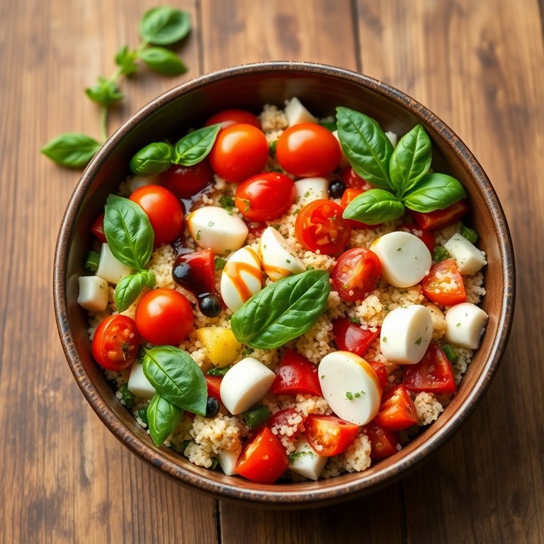 Mediterraner Couscous-Salat mit Tomate und Mozzarella