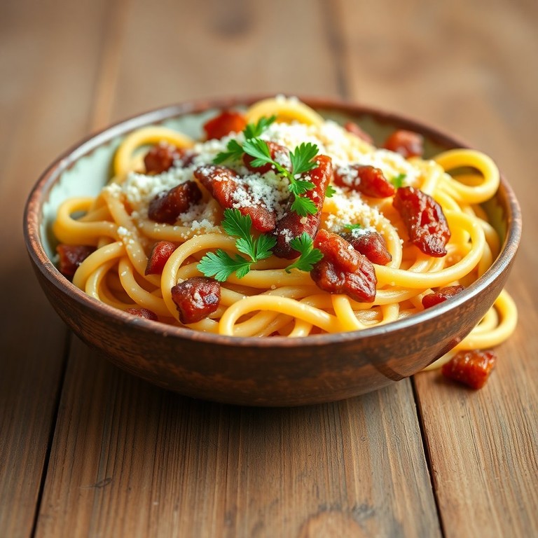 Pâtes Carbonara à la Crème et Lardons