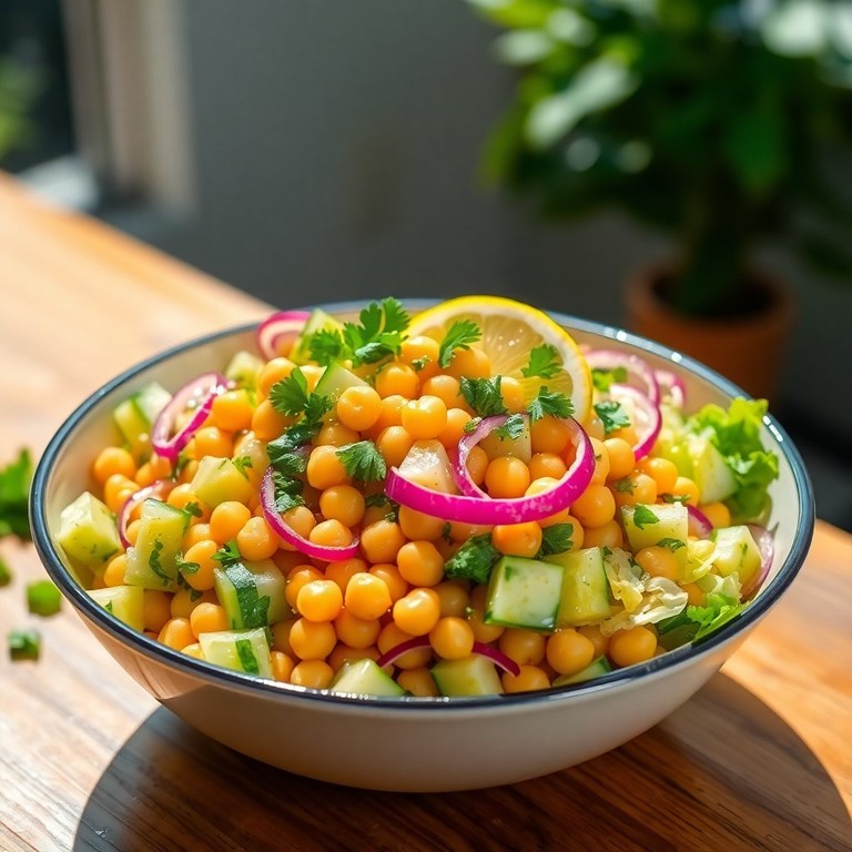 Salada Refrescante de Grão de Bico com Pepino e Alface
