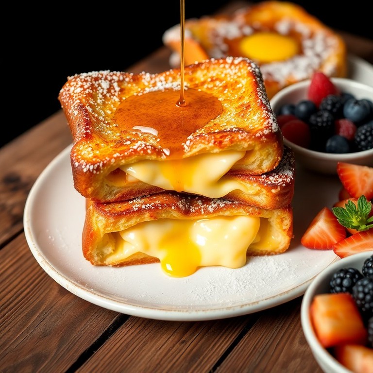 Egg and Cheese Stuffed French Toast Delight