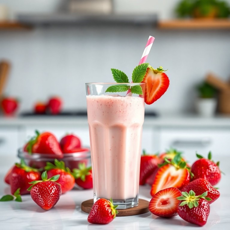 Smoothie de Morango e Leite Cremoso