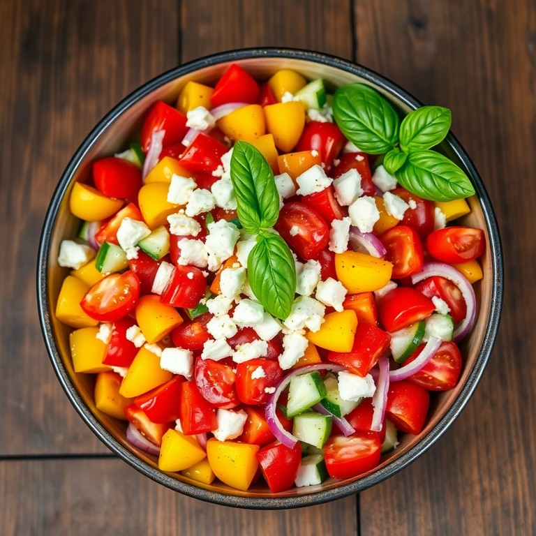 Frisse Tomaat-Paprika Salade met Feta