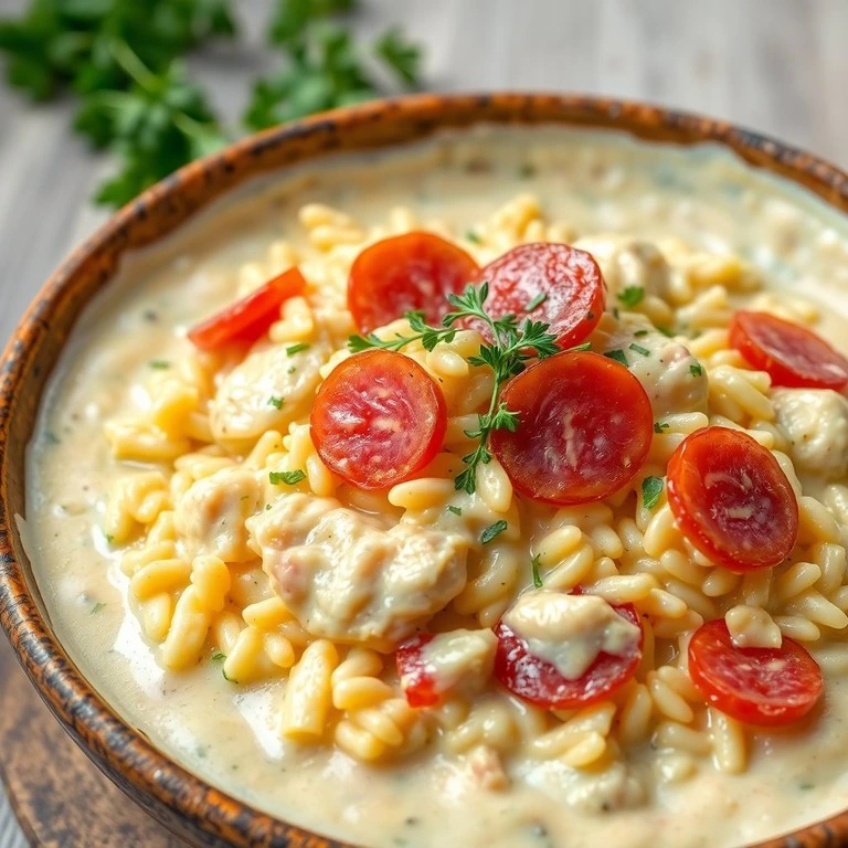Creamy Chicken and Rice with Salami Twist - Mr. Cook