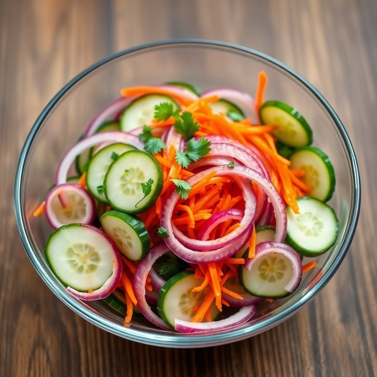 Salada Refrescante de Cebola Roxa e Pepino com Vinagrete de Vinho