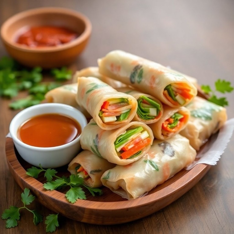 Knusprige Thailändische Frühlingsröllchen mit Gemüsefüllung