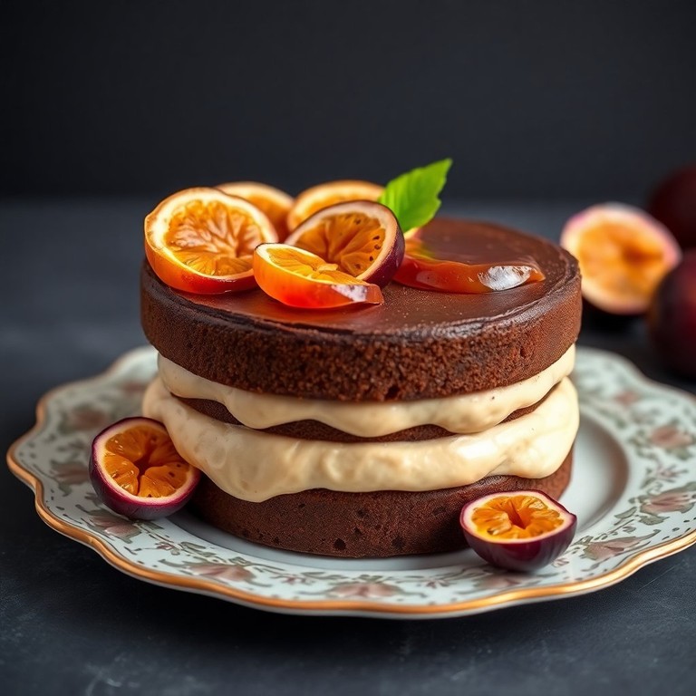 Bolo Gelado de Chocolate com Mousse de Maracujá Sem Gelatina