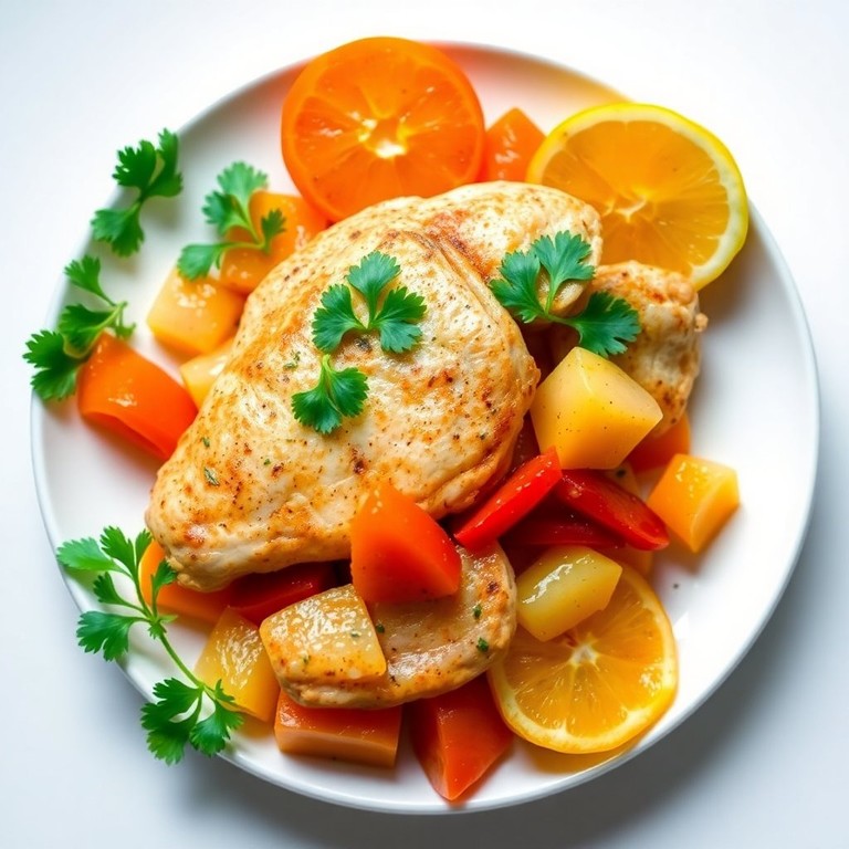 Ananas-Hähnchenbrust mit Mandarinen und Paprika