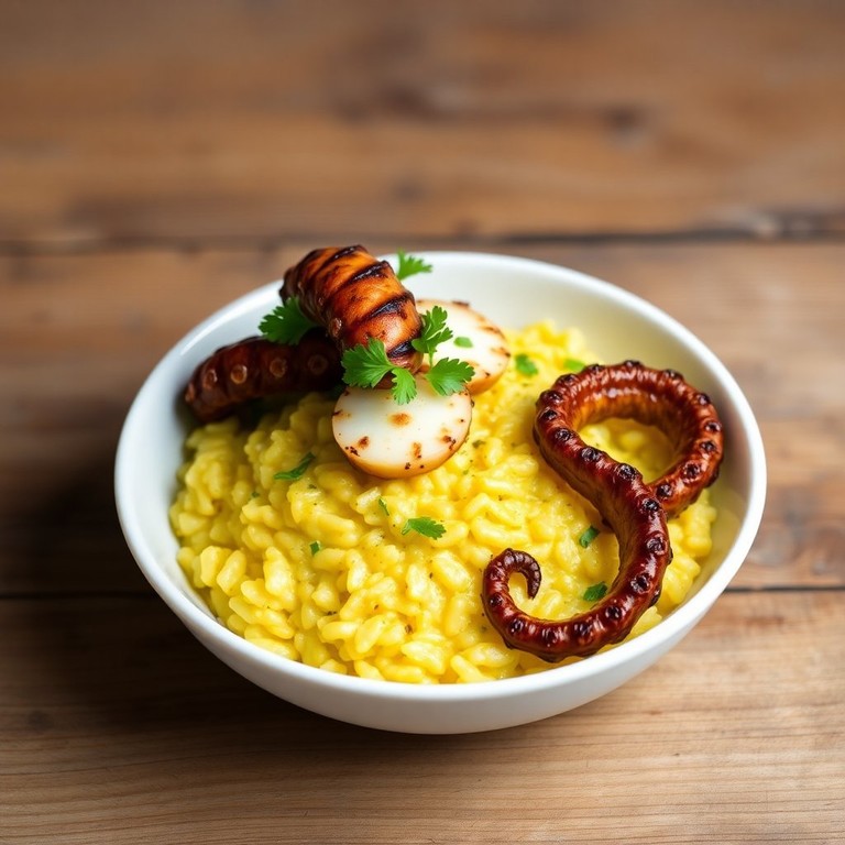 Risotto de Azafrán con Pulpo a la Parrilla