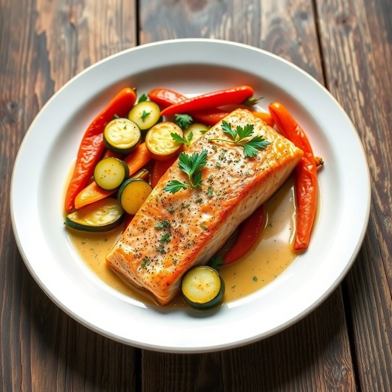 Saumon en Papillote avec Légumes de Saison