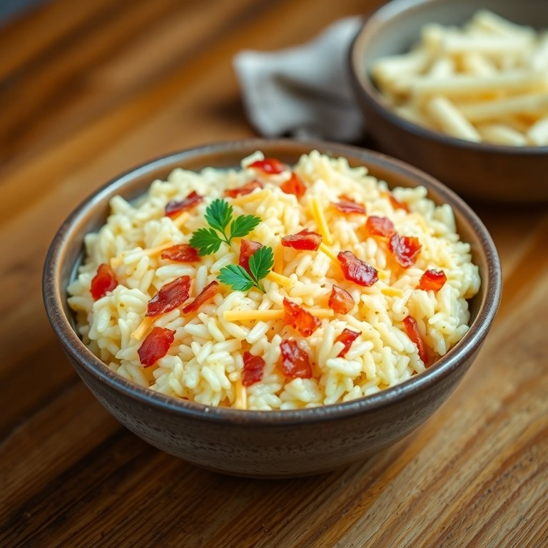 Arroz Cremoso com Cheddar e Bacon