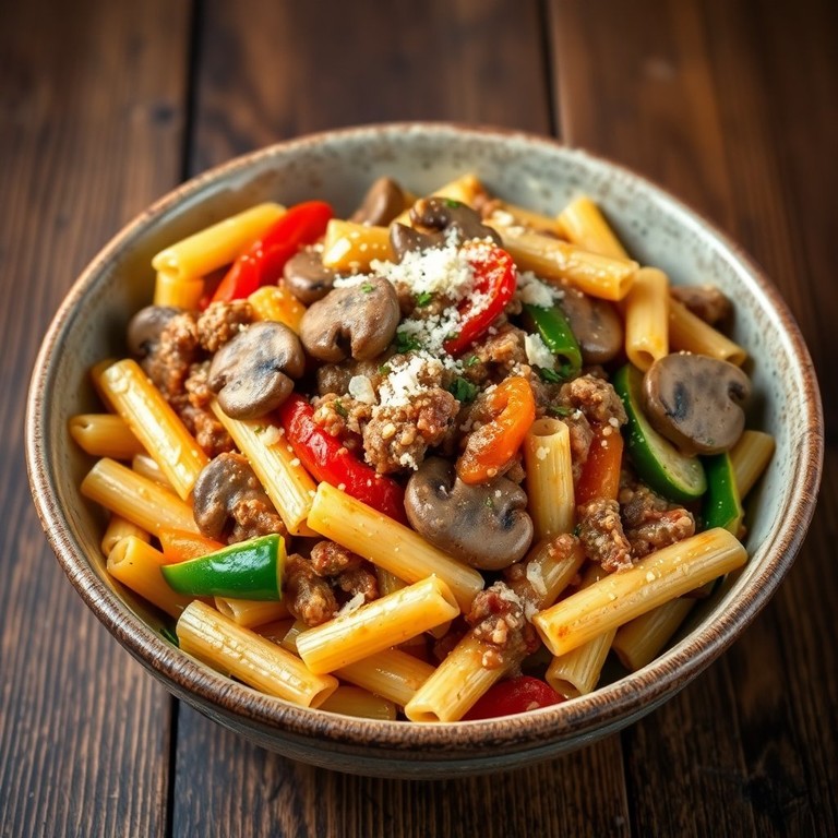 Romige Champignon en Gehakt Pasta zonder Kookroom