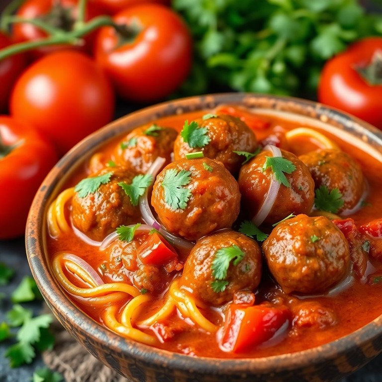 Salsa de Albóndigas con Cebolla Roja y Tomate Fresco