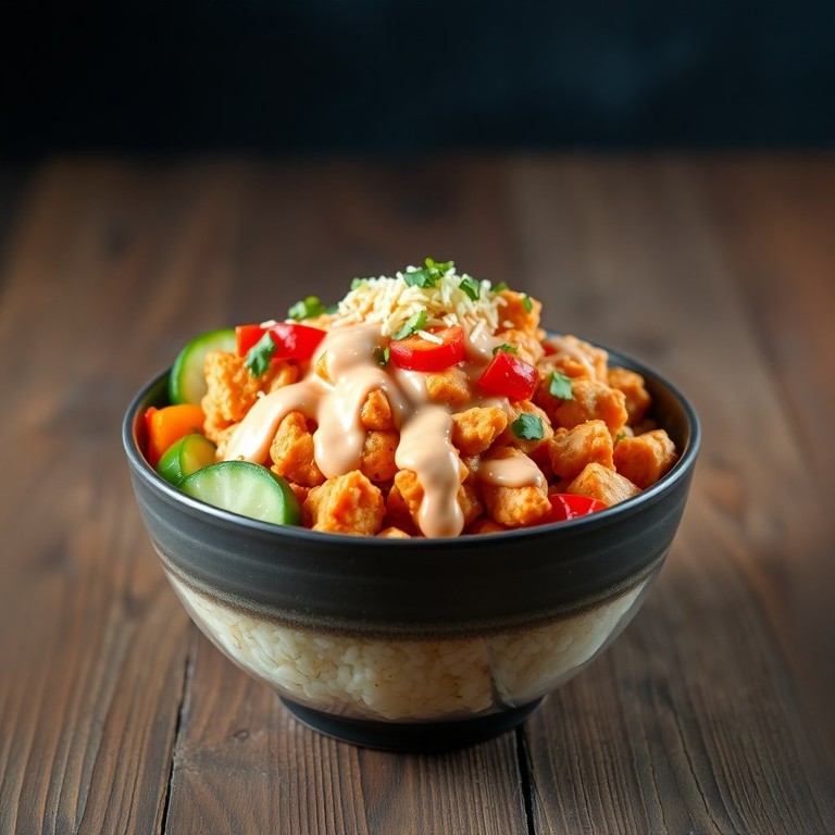 Spicy Chicken Rice Bowl with Creamy Sriracha Ranch