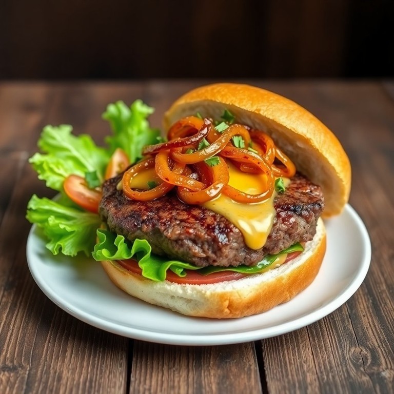 Steak Haché au Gouda Mimolette et Oignons Caramélisés