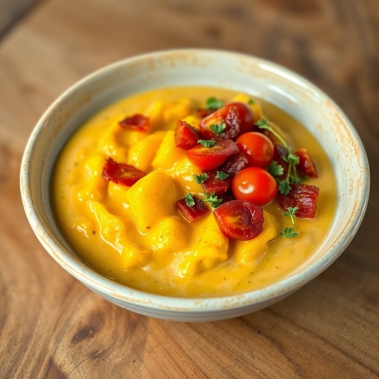 Cremoso de Batata Baroa com Bacon e Tomate