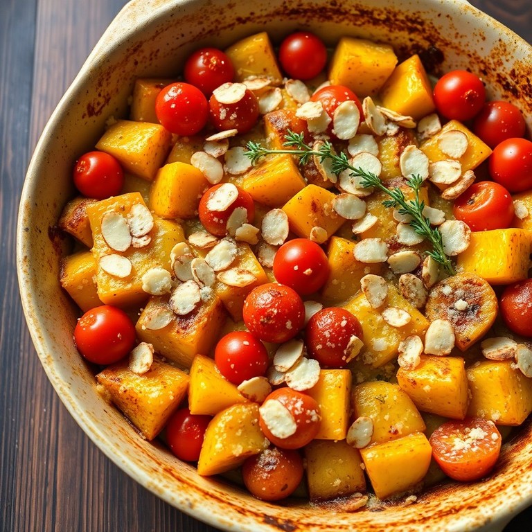 Gratin de Courge aux Tomates et Amandes Grillées