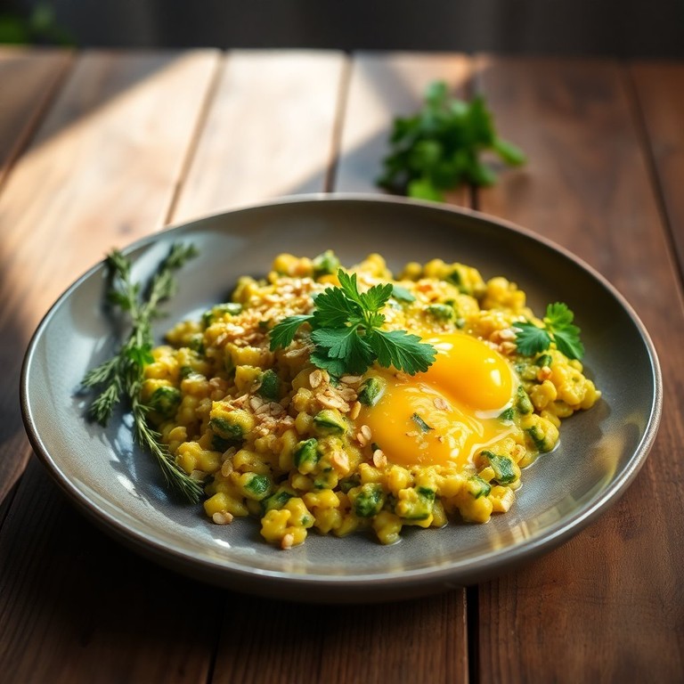 Revuelto de Huevo con Plátano Verde y Avena
