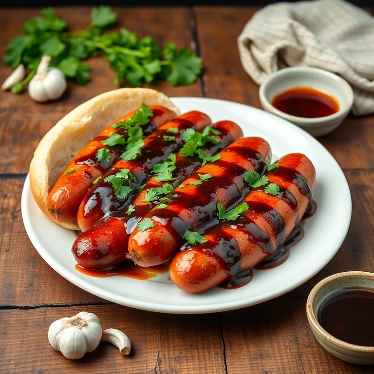 Garlic-Infused Hotdogs with Oyster Sauce Glaze