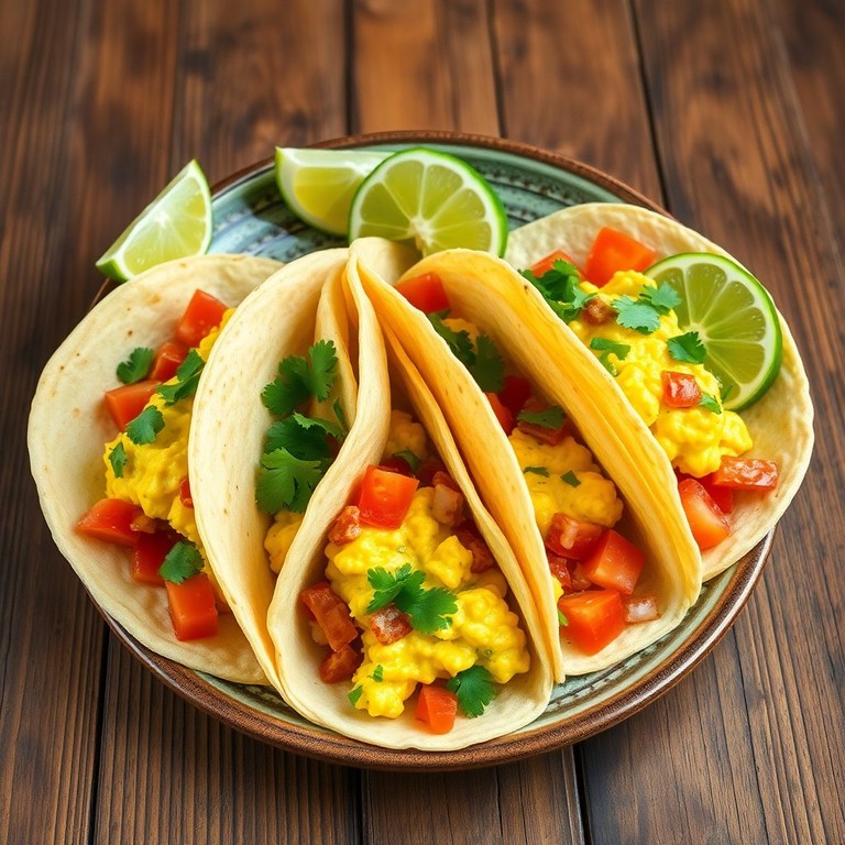 Egg and Tomato Breakfast Tacos with Sautéed Onions