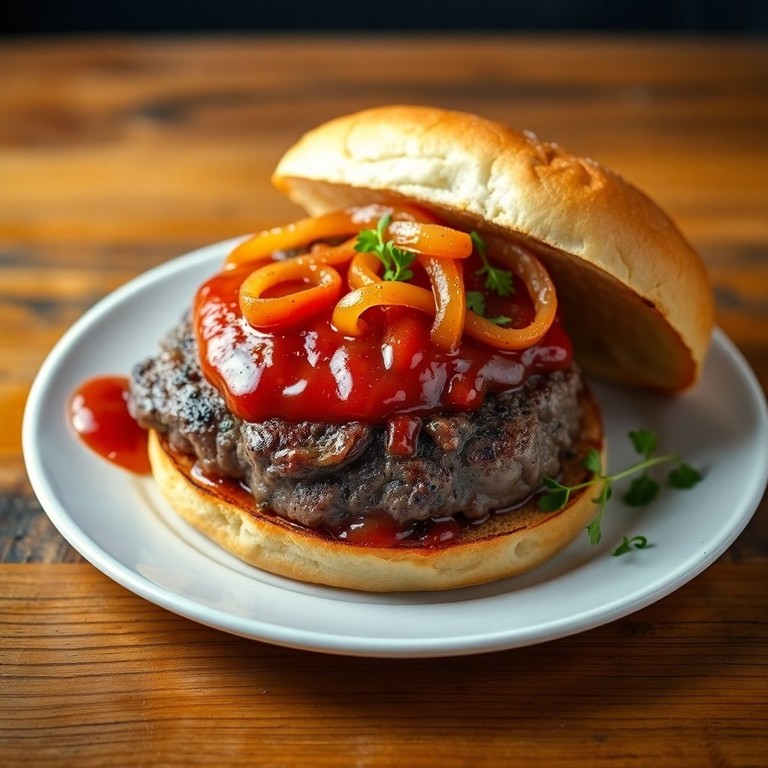 Steak Haché à la Sauce Tomate et Oignons Caramélisés