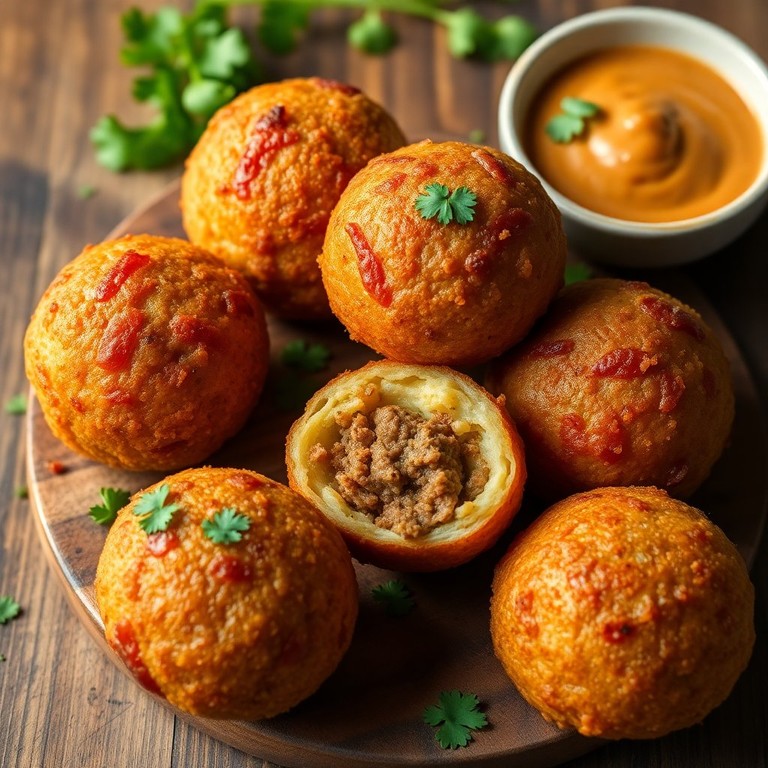 Bolinho de Batata com Carne Moída e Bacon