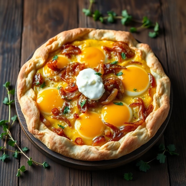Tarte Salée aux Oeufs, Oignons et Crème Fraîche