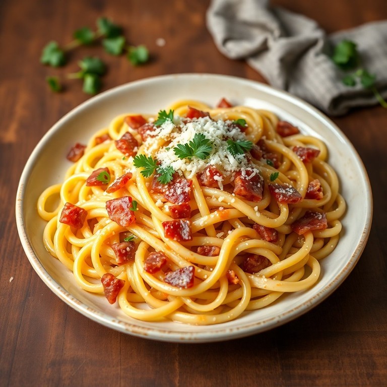 Fettuccine ao Molho de Bacon e Creme de Leite