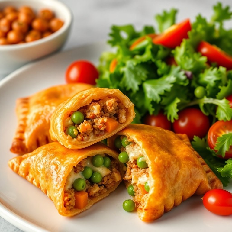 Mürbeteig-Taschen aus der Heißluftfritteuse mit Gemüse, Käse und Hackfleisch