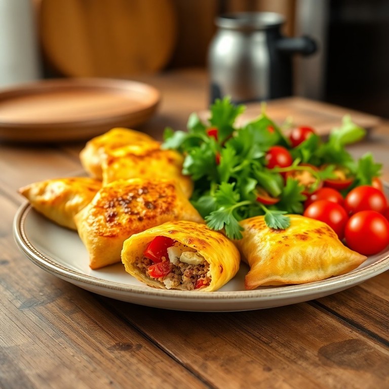 Geschlossene Quiche-Taschen aus der Heißluftfritteuse mit Tomaten und Feta