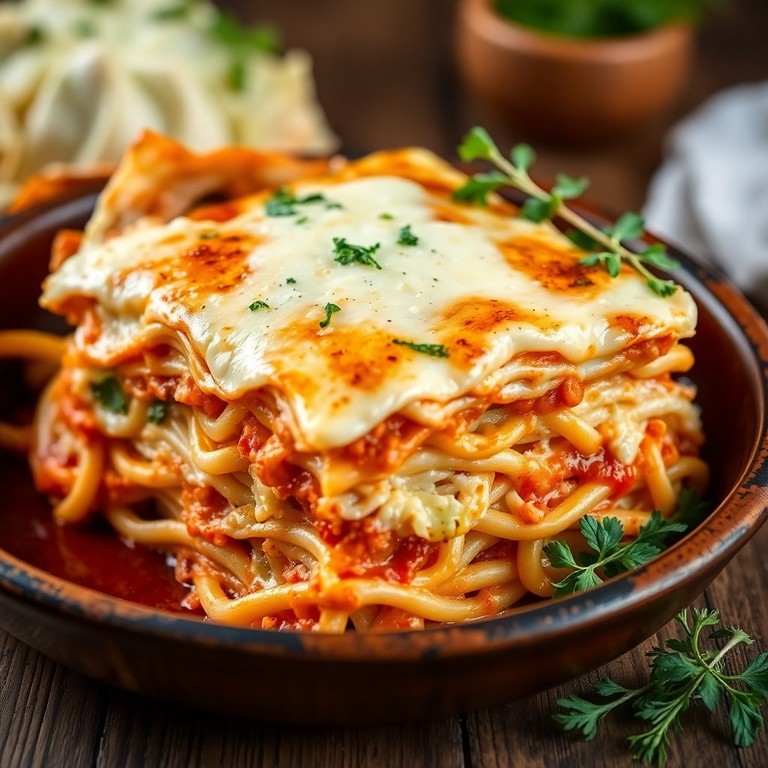 Lasanha de Frango com Macarrão e Repolho