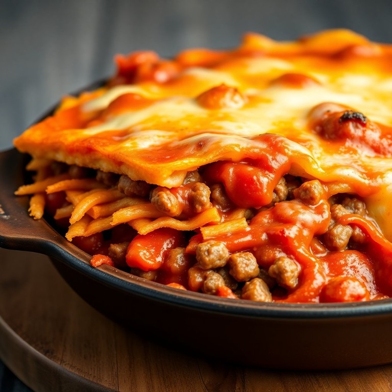 Herzhafter Hackfleisch-Rösti-Auflauf mit knusprigen Rösti und würziger Füllung