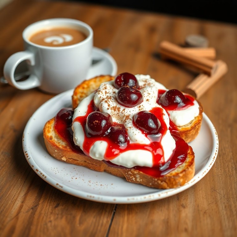 Torradas Crocantes com Geleia de Cereja e Cream Cheese