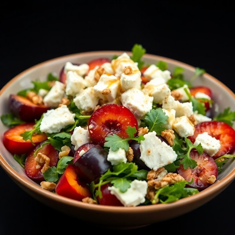 Salade de Roquefort et Prunes Rouges avec Vinaigrette Légère au Miel-Balsamique