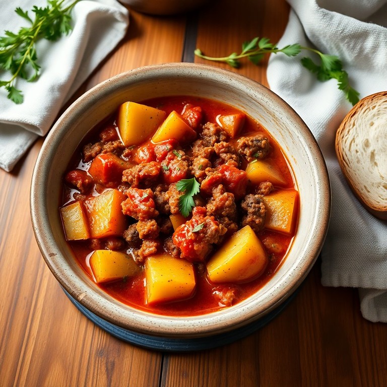 Courgette en Aardappelstoofpot met Gehakt en Tomatensaus