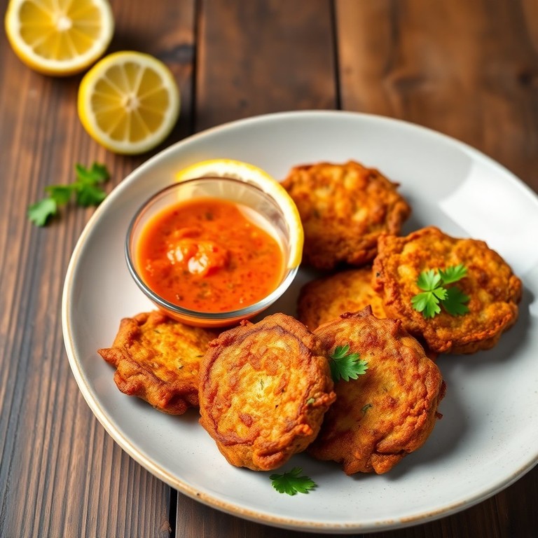 Crispy Cucumber and Carrot Fritters with Zesty Dipping Sauce