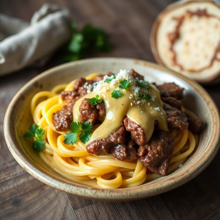 Contra Filé ao Molho de Mostarda com Macarrão Pene