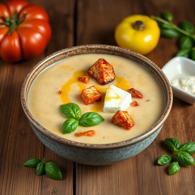 Crema de Verduras Asadas y Queso de Cabra