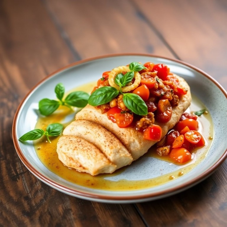 Savory Chicken Breast with Tomato and Sourdough Crust